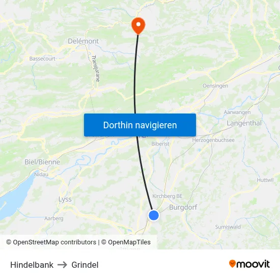 Hindelbank to Grindel map