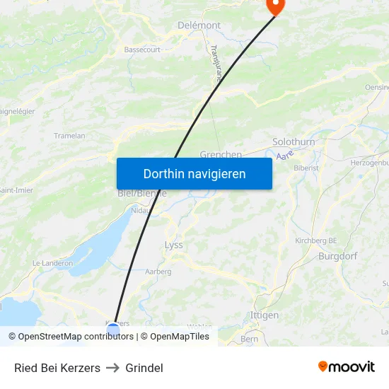 Ried Bei Kerzers to Grindel map