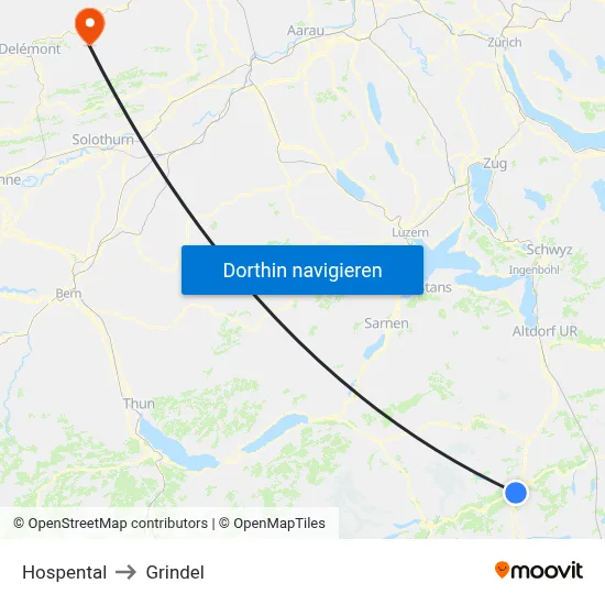 Hospental to Grindel map