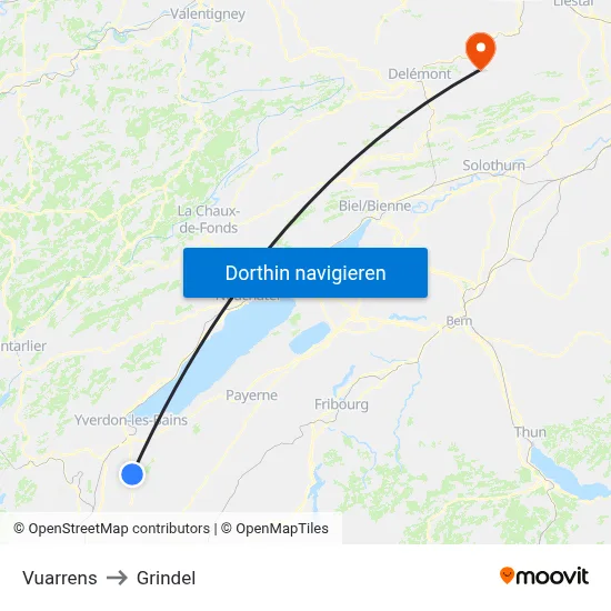Vuarrens to Grindel map