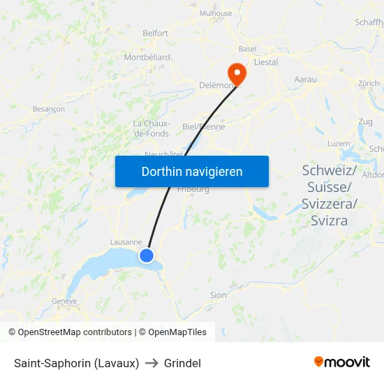 Saint-Saphorin (Lavaux) to Grindel map