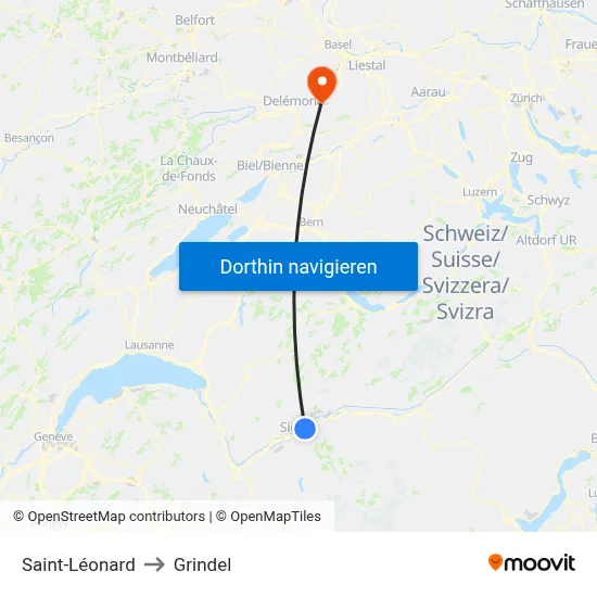 Saint-Léonard to Grindel map