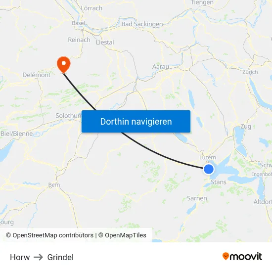 Horw to Grindel map
