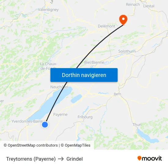 Treytorrens (Payerne) to Grindel map
