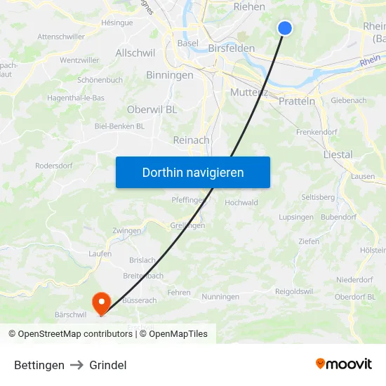 Bettingen to Grindel map