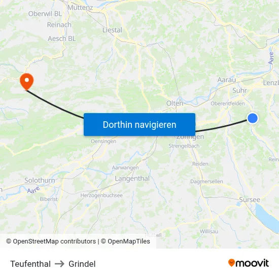 Teufenthal to Grindel map