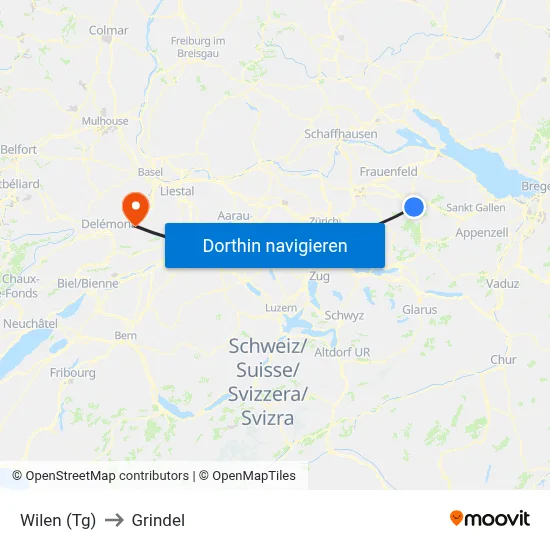 Wilen (Tg) to Grindel map