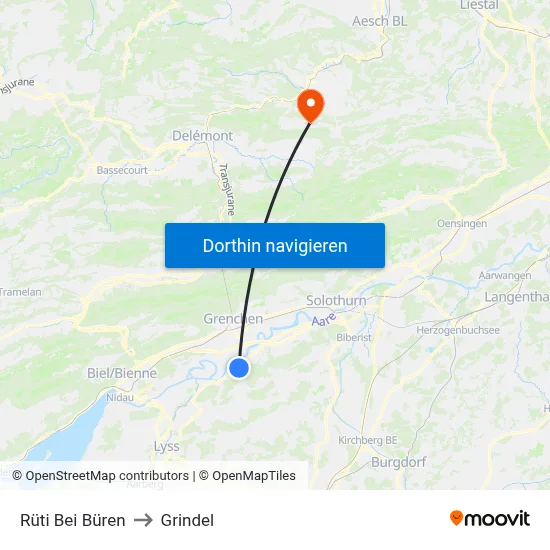 Rüti Bei Büren to Grindel map