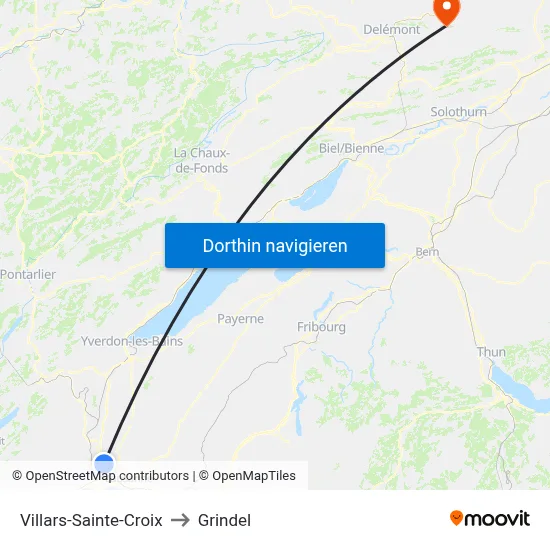 Villars-Sainte-Croix to Grindel map