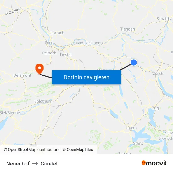 Neuenhof to Grindel map