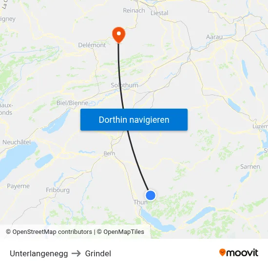 Unterlangenegg to Grindel map