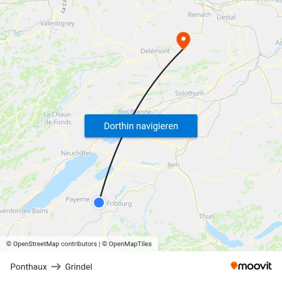 Ponthaux to Grindel map