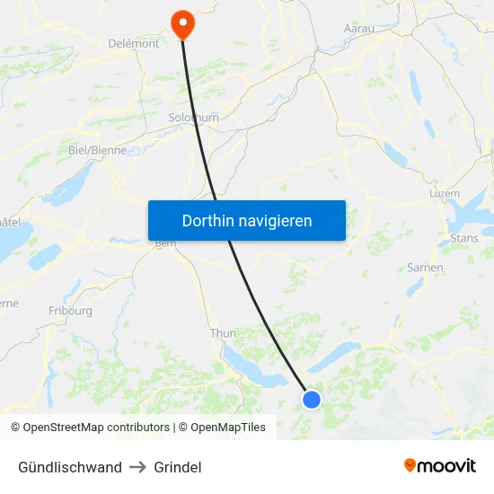 Gündlischwand to Grindel map