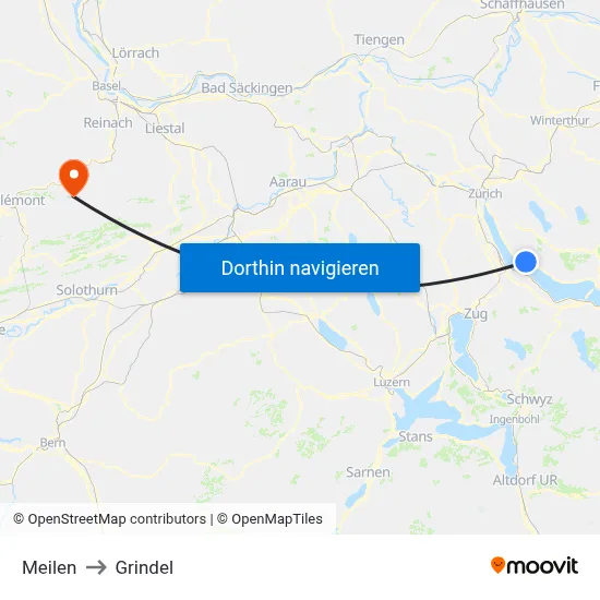 Meilen to Grindel map