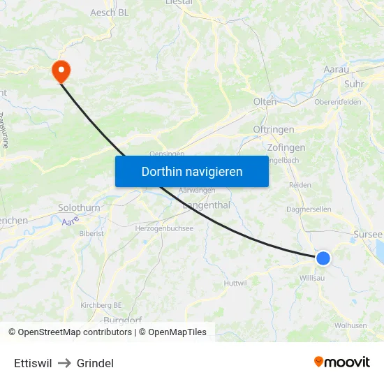 Ettiswil to Grindel map