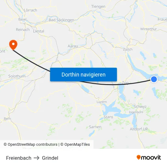 Freienbach to Grindel map