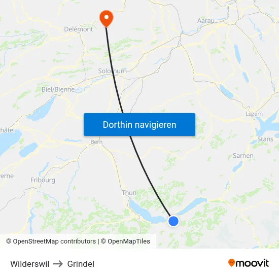 Wilderswil to Grindel map