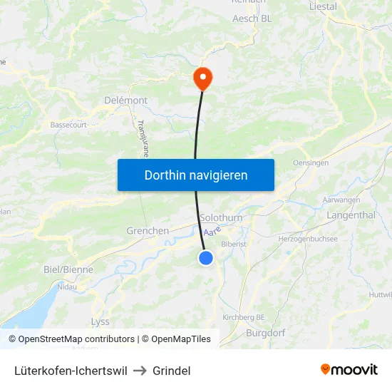 Lüterkofen-Ichertswil to Grindel map