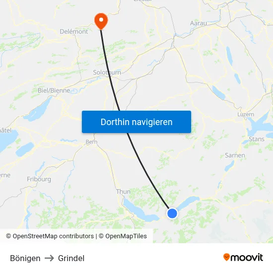 Bönigen to Grindel map