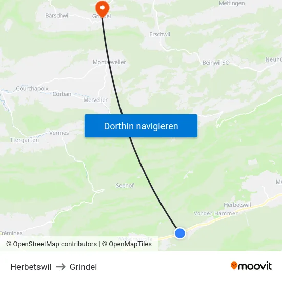 Herbetswil to Grindel map