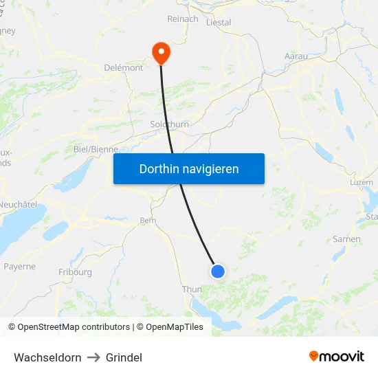 Wachseldorn to Grindel map