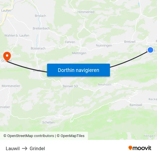 Lauwil to Grindel map