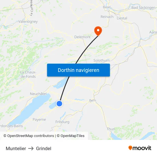 Muntelier to Grindel map