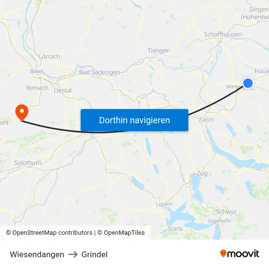 Wiesendangen to Grindel map