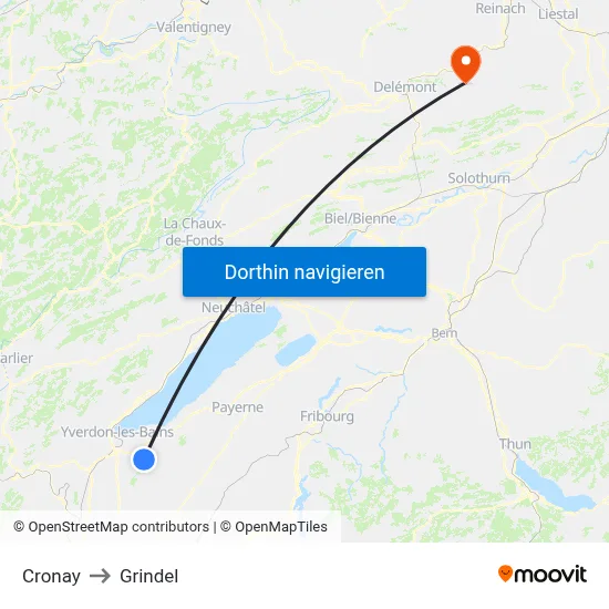 Cronay to Grindel map