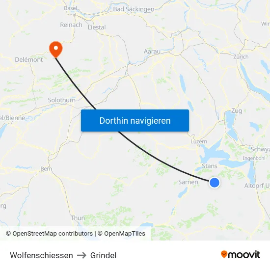 Wolfenschiessen to Grindel map