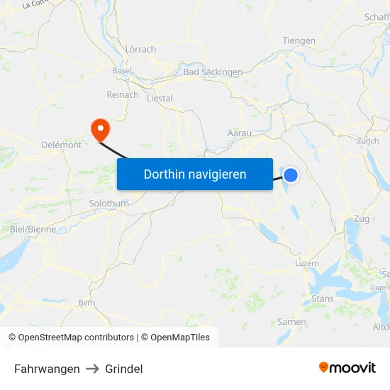 Fahrwangen to Grindel map