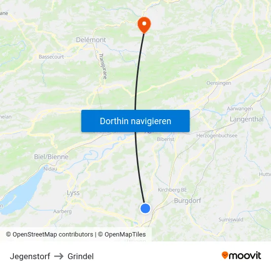 Jegenstorf to Grindel map