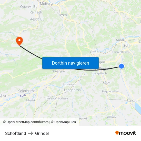 Schöftland to Grindel map