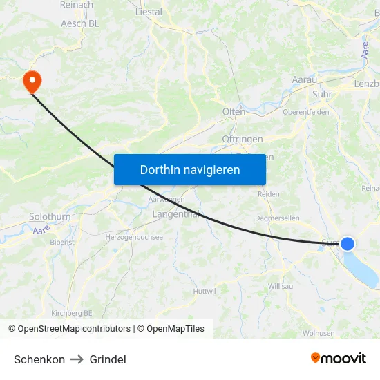 Schenkon to Grindel map