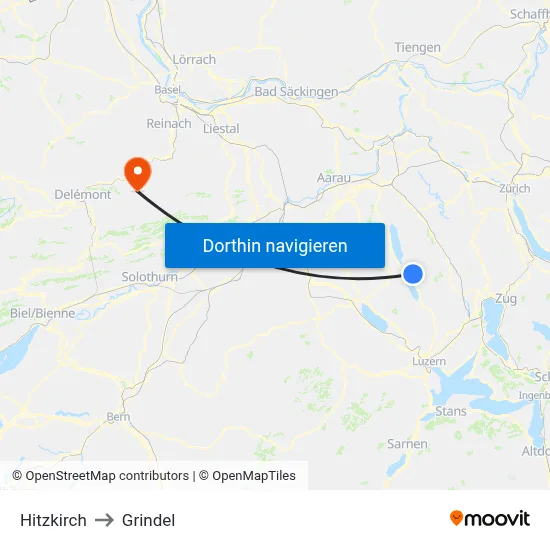 Hitzkirch to Grindel map