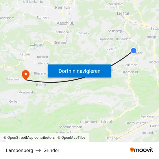 Lampenberg to Grindel map