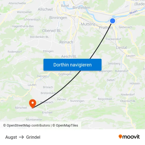Augst to Grindel map