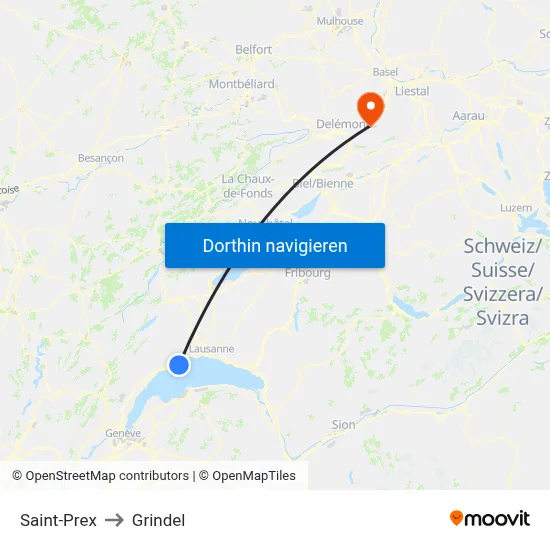 Saint-Prex to Grindel map