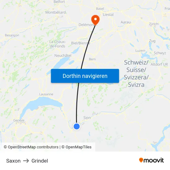 Saxon to Grindel map