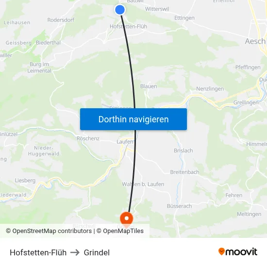 Hofstetten-Flüh to Grindel map