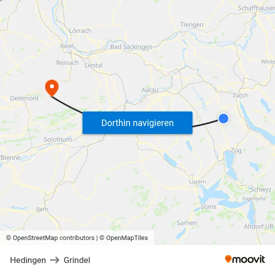 Hedingen to Grindel map