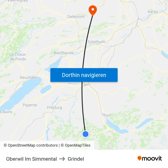 Oberwil Im Simmental to Grindel map