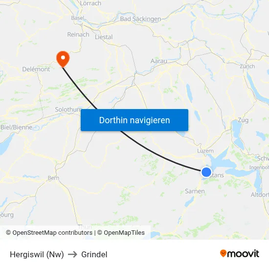 Hergiswil (Nw) to Grindel map