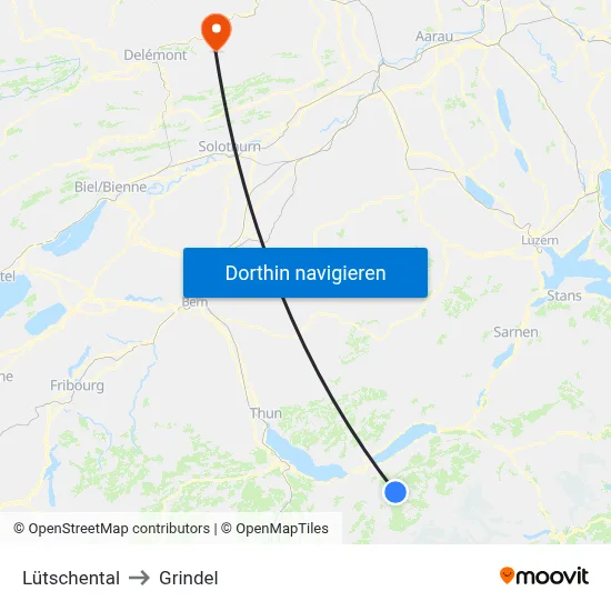 Lütschental to Grindel map