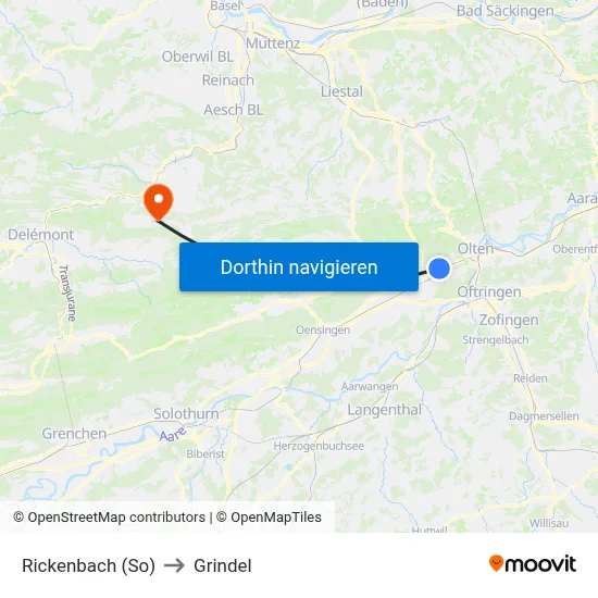 Rickenbach (So) to Grindel map