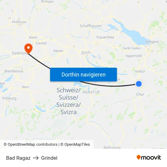 Bad Ragaz to Grindel map
