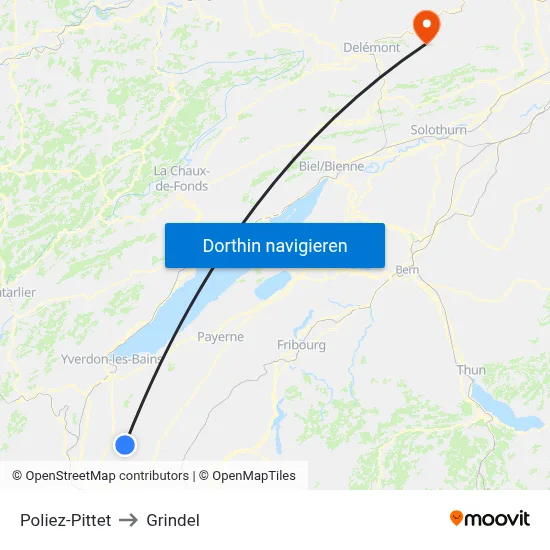 Poliez-Pittet to Grindel map