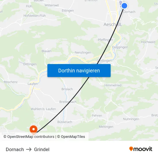 Dornach to Grindel map