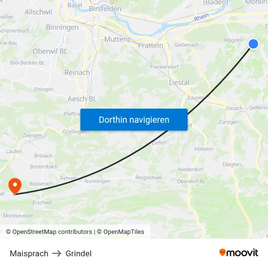 Maisprach to Grindel map