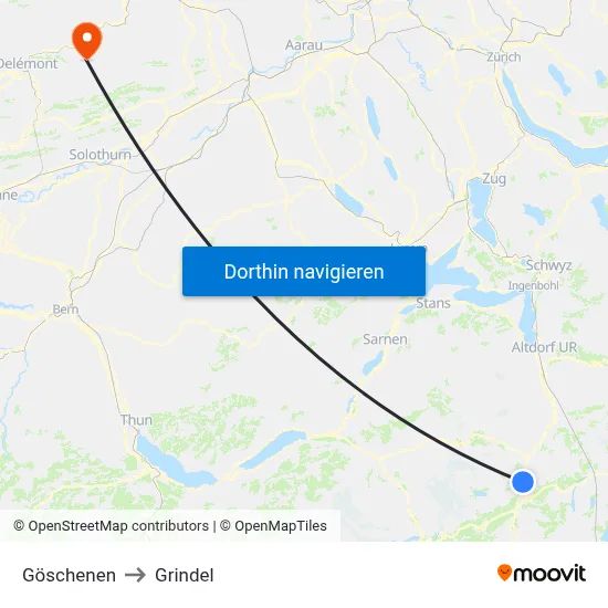 Göschenen to Grindel map
